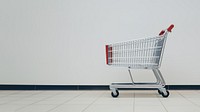 Empty shopping cart indoors.