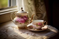 Teapot cup porcelain saucer. AI generated Image by rawpixel.