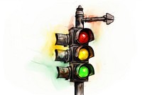 Traffic light drawing illuminated. AI generated Image by rawpixel.