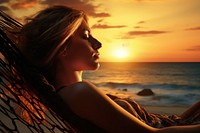 Sea portrait outdoors sunset. AI generated Image by rawpixel.