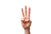 Hand peace sign finger white background gesturing. AI generated Image by rawpixel.
