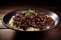 Jajangmyeon spaghetti pasta plate. 