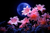 Flower night moon astronomy. AI generated Image by rawpixel.