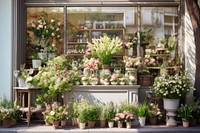 Flower shop outdoors window plant. AI generated Image by rawpixel.