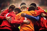 Football huddle adult team. AI generated Image by rawpixel.