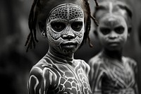 Aboriginal art portrait black photo. AI generated Image by rawpixel.