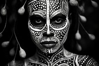 Aboriginal art portrait adult black. AI generated Image by rawpixel.