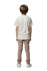 T-shirt mockup standing khaki back. 