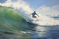 Surfing recreation painting outdoors. AI generated Image by rawpixel.