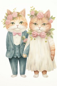 Wedding dress drawing mammal pet. 