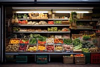 Shop supermarket refrigerator arrangement. 