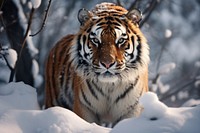 Snow wild tiger wildlife animal. AI generated Image by rawpixel.