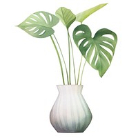 Monstera plant vase leaf. AI generated Image by rawpixel.