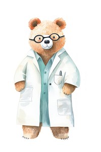 Bear doctor toy white background representation. 