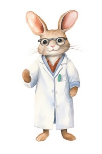 Rabbit doctor white background veterinarian stethoscope. 