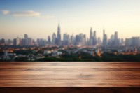 City background fuzzy Wooden table wood. AI generated Image by rawpixel.