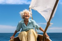 Old woman sailboat portrait vehicle. AI generated Image by rawpixel.