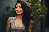 Tattoo fashion smiling smile. 