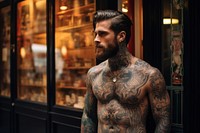 Tattoo fashion individuality bodybuilding. 