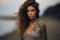 Photography portrait fashion tattoo. 