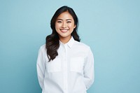 Half-asian woman smile blouse shirt. AI generated Image by rawpixel.