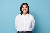 Chubby teen half-asian woman smile blouse adult. 