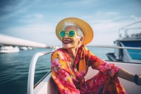 Old woman glasses sunglasses portrait. 