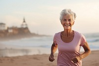 Old woman jogging running adult. AI generated Image by rawpixel.