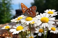 White daisy butterfly outdoors flower. 