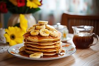 Pancake brunch table plate. 