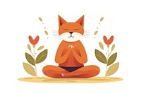 Cat meditating cartoon yoga representation. 