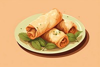 Spring rolls bread plate food. AI generated Image by rawpixel.