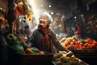 Old woman market happy architecture. 