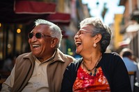 Elderly Hispanic couple retirement laughing portrait. AI generated Image by rawpixel.