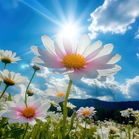 Nature daisy sky landscape. 