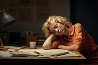 Woman worker adult desk contemplation. AI generated Image by rawpixel.