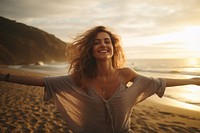 Relaxing portrait outdoors beach. AI generated Image by rawpixel.