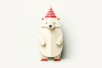 Happy polar bear celebrating Christmas wearing Santa ha snowman animal representation. 