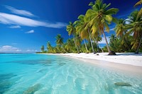 Tropical beach Sunny landscape. AI generated Image by rawpixel.