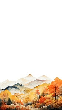 watercolor illustration of hills in autumn. AI generated Image by rawpixel.