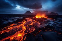 Volcano lava landscape mountain. AI generated Image by rawpixel.