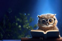 Cute owl reading a book. 