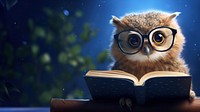 Cute owl reading a book. AI generated Image by rawpixel.