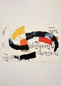 minimal simple music note with ripped paper collage. 