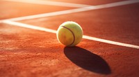 photo of tennis on a court. AI generated Image by rawpixel.