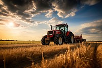 Tractor field farm agriculture. 