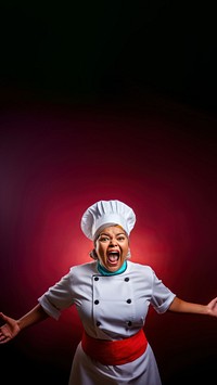 Photography of An Indian women plus size as a Head chef speacking. 