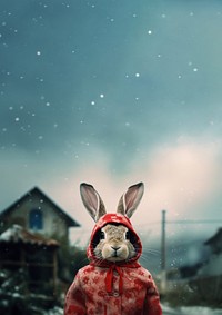 portrait of a rabbit in a dress, in the style of photo realistic techniques. 