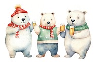 Cheers a beer together bear snowman mammal. 