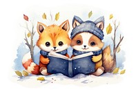Cute animal characters reading a book publication mammal paper. AI generated Image by rawpixel.